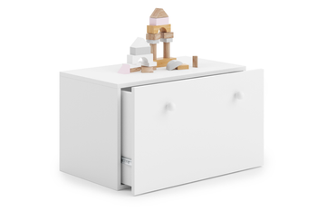 Coffre à jouets INGA - Blanc, poignées blanches