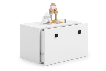 Coffre à jouets INGA - Blanc, poignées noires