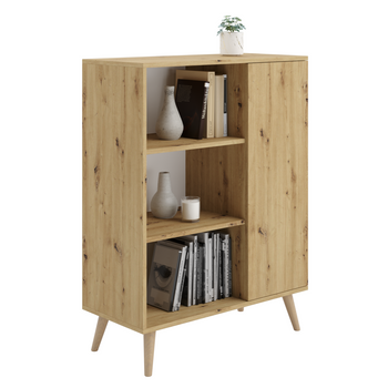 Commode FONDI armoire avec étagère, style scandinave, pieds en bois - Chêne Artisan