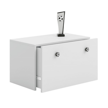 Coffre à jouets INGA GOAL avec tiroir et poignées ballon de football - Blanc