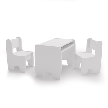 Ensemble d'une table enfant et deux chaises enfant - blanc
