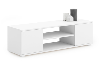 Meuble TV FOCUS 155 cm, pieds en plastique - Blanc