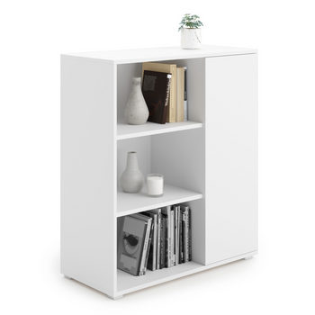 Commode FONDI armoire avec étagère, pieds en plastique - Blanc