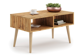 Table basse SANDI de style scandinave avec pieds en bois - Chêne Craft
