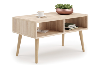 Table basse SANDI de style scandinave avec pieds en bois - Chêne Sonoma