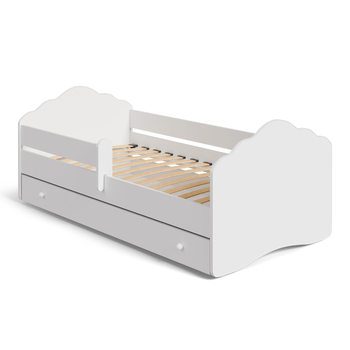 Lit enfant FALA 70x140 avec barrière et tiroir - Blanc