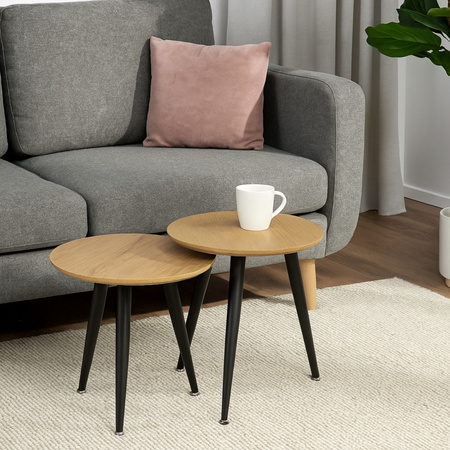 Ensemble de 2 tables basses ENTONA – couleur Chêne Doré