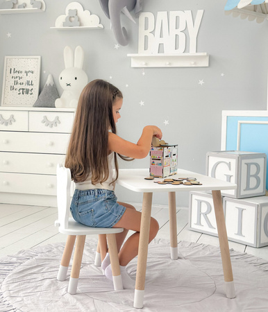 Table et chaise enfant ourson - blanc