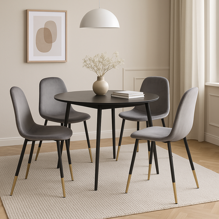 Ensemble de 4 chaises rembourrées en velours – couleur Gris cendré