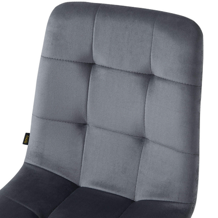 Chaise NEL capitonnée en velours matelassé - couleur Grise, pieds Noirs
