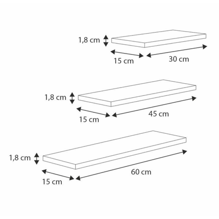Ensemble de 3 étagères murales flottantes LEWIT - Blanc