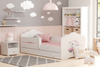 Lit enfant FALA 70x140 avec barrière, tiroir et graphisme - Chat