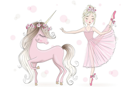 Lit enfant LUK 80x160 avec barrière, tiroir et graphique - Fillette avec une licorne