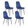Ensemble de 4 chaises rembourrées en velours – couleur Bleu marine