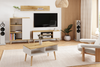 Meuble TV FOCUS 155 cm scandinave, pieds en bois - Chêne Artisan / Blanc