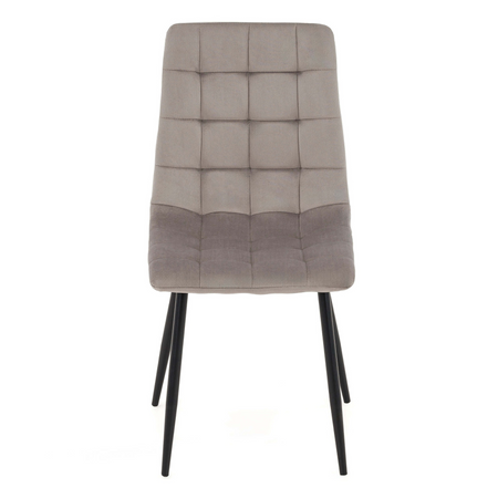 Ensemble de 4 chaises MIRA tapissées en velours matelassé - couleur Beige, pieds Noirs