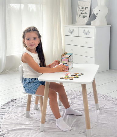 Table et chaise enfant ourson - blanc