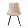 Ensemble de 4 chaises ROXY tapissées en velours matelassé - couleur Crème, pieds Noirs