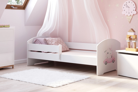 Lit enfant LUK 70x140 avec barrière graphique - Chat