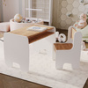 Ensemble table enfant + chaise enfant - chêne craft blanc/or