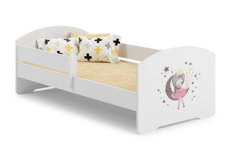 Lit enfant LUK 80x160 avec barrière graphique - Princesse Endormie