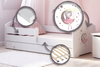 Lit enfant LUK 80x160 avec barrière, tiroir et graphique - Princesse Endormie