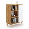 Commode FONDI armoire avec étagère, style scandinave, pieds en bois - Chêne Craft / Blanc