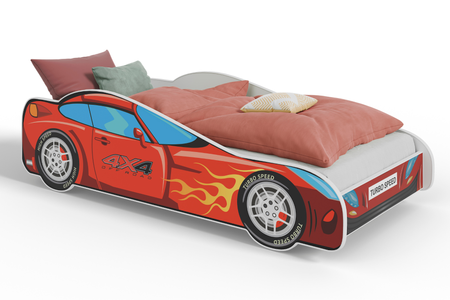 Lit pour enfant de la série AUTO 80x160 graphique matelas - TURBO 4x4