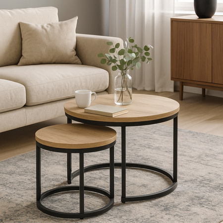 Tables basses 2en1 OREO style loft – couleur Chêne San Remo