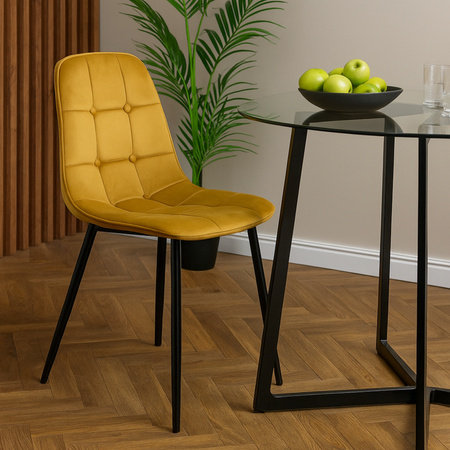 Chaise en tissu velvet – couleur Jaune moutarde