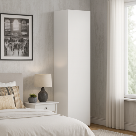 Étagère complète LONI / Armoire une porte avec étagères 160 × 40 cm - Blanc