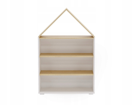 Étagère Cabane PUFFI avec étagères pour livres et jouets - Blanc / Érable