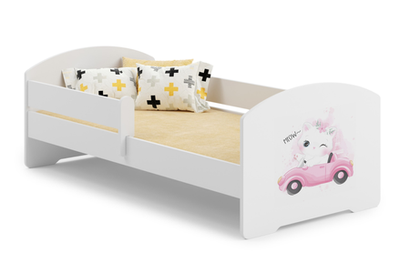 Lit enfant LUK 80x160 avec barrière graphique - Chat