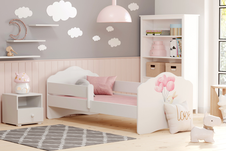 Lit enfant FALA 80x160 avec barrière et graphisme - Bunny