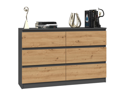 Komoda MALMO M6 120cm Dąb artisan / antracyt