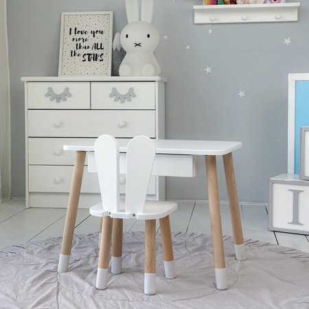 Table enfant avec tiroir et chaise Rabbit - blanc