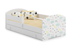 Lit enfant LUK 80x160 avec barrière, tiroir et graphique - Étoiles