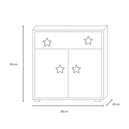 Commode PUFFI Armoire à deux portes avec tiroir - Blanc / Érable