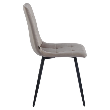 Ensemble de 4 chaises NEL tapissées en velours matelassé - couleur Cappuccino, pieds Noirs