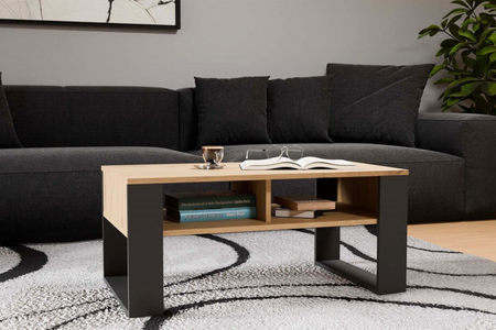 Table basse MODI deux étagères - Chêne Artisan / Anthracite