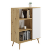 Commode FONDI armoire avec étagère, style scandinave, pieds en bois - Chêne Artisan / Blanc