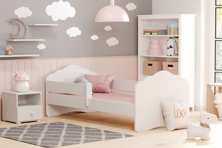 Lit enfant FALA 80x160 barrière matelas - Blanc