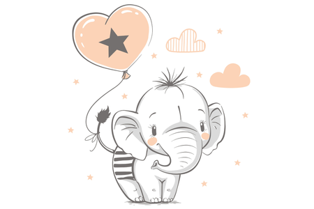 Lit enfant FALA 70x140 avec barrière, tiroir et graphisme - Éléphanteau