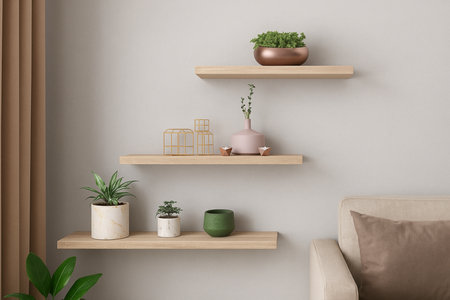 Ensemble de 3 étagères murales flottantes LEWIT - Chêne Sonoma