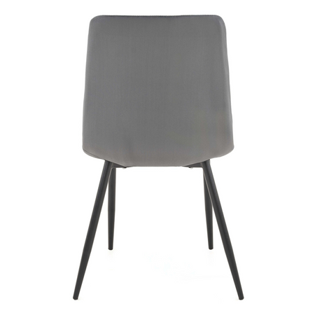 Chaise MIRA capitonnée en velours matelassé - couleur Grise, pieds Noirs