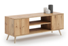 Meuble TV FOCUS 135 cm scandinave, pieds en bois - Chêne Craft