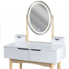 Coiffeuse cosmétique avec miroir LED - tabouret gris