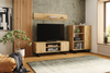 Meuble TV FOCUS 155 cm style loft, pieds en métal - Chêne Artisan