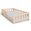 Lit enfant PINI 80x160 en bois bas non verni avec matelas - Naturel