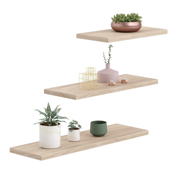 Ensemble de 3 étagères murales flottantes LEWIT - Chêne Sonoma